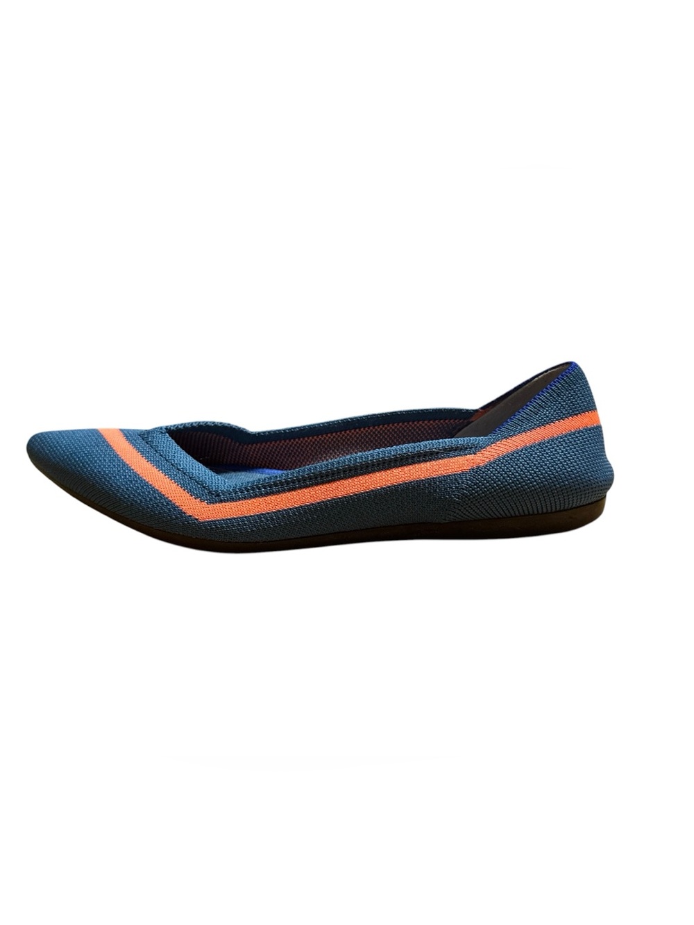 Rothy’s The Point Rare Retired Teal Coral Stripe Flats Size 6.5 - Picture 6 of 10